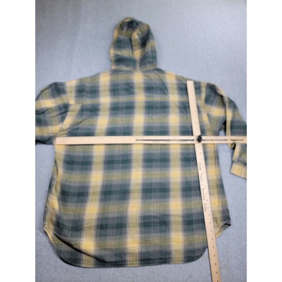 Vintage Union Bay Hoodie Mens L Blue Yellow Plaid Distressed Bleached Grunge Y2K - Picture 11 of 15